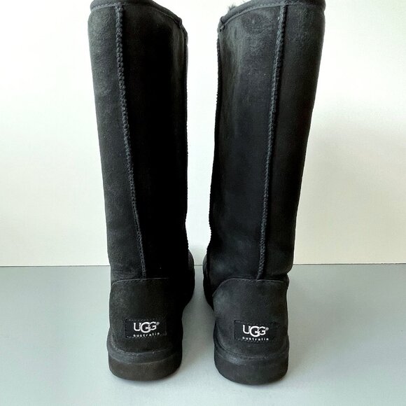 UGG Australia Womens Classic Tall Boots US 8 Style # 5815 Black Sheepskin + Box - Picture 5 of 16